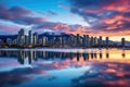 False Creek marina, Vancouver, America, Beautiful view of downtown Vancouver skyline, British Columbia, Canada, AI Generated Royalty Free Stock Photo