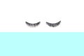 False eyelashes on colorful background, top view Royalty Free Stock Photo
