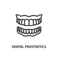 False jaw flat line icon. Vector illustration dental prosthetics. Denture symbol