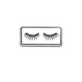 False lashes hand drawn sketch icon.