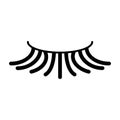 False simple eyelash vector icon. Black eyelash illustration on white background. Solid linear beauty icon.