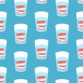 False teeth in glass pattern seamless. False jaw in glass beaker texture. False teeth background Royalty Free Stock Photo