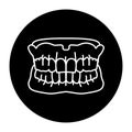 False teeth line icon. Dental prosthetic.