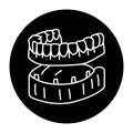 False teeth line icon. Dental prosthetic.