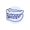 False teeth line icon. Dental prosthetic.