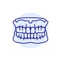 False teeth line icon. Dental prosthetic.