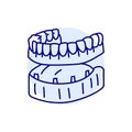 False teeth line icon. Dental prosthetic.