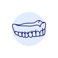 False teeth line icon. Dental prosthetic.