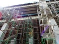 Falsework work at the construction site. It consists of temporary structures used in construction to support a permanent structure