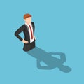 Isometric Businessman Drowning in His Shadow