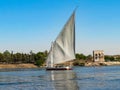 Faluca boat sailing in Nile river, Egypt Royalty Free Stock Photo