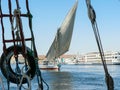 Faluca boat sailing in Nile river, Egypt Royalty Free Stock Photo