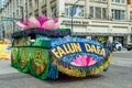 May 12, 2019 - Vancouver, Canada: Falun Dafa float in parade through streets of downtown on Mother`s Day 2019.