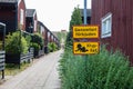 Falun, Dalarna - Sweden - Street sign indicating a slow street where pedstrians have priority