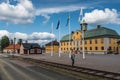 Falun, Dalarna ,Sweden - View over the main building and the railwaytracks from the copper mine Royalty Free Stock Photo