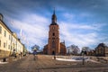 Falun - March 30, 2018: Falun cathedral in the center of the town of Falun in Dalarna, Sweden