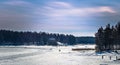 Falun - March 30, 2018: Resort of Framby Udde near the town of Falun in Dalarna, Sweden