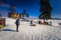 Falun - March 30, 2018: Resort of Framby Udde near the town of Falun in Dalarna, Sweden