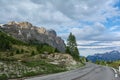 Falzarego Pass, Dolomites, Italy. Road to Cortina dÃ¢â¬â¢Ampezzo