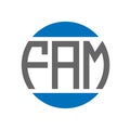 FAM letter logo design on white background. FAM creative initials circle logo concept