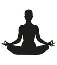 Famale or person body in yoga lotus asana isolated on white background. Black silhouette of a woman in a lotus pose Royalty Free Stock Photo