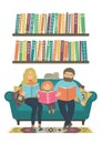 Famaly reads books.