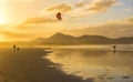 Famara beach at sunset, Lanzarote, Canary Islands, Spain