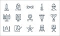 Fame line icons. linear set. quality vector line set such as director chair, hall of fame, carpet, man, autograph, billboard,