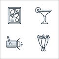 Fame line icons. linear set. quality vector line set such as flower bouquet, spotlight, cocktail