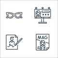 fame line icons. linear set. quality vector line set such as magazine, autograph, billboard