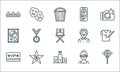 Fame line icons. linear set. quality vector line set such as microphone, podium, vip, woman, hall of fame, gold, man, like, Royalty Free Stock Photo