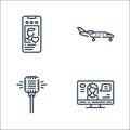 fame line icons. linear set. quality vector line set such as news reporter, microphone, aircraft Royalty Free Stock Photo