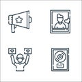 Fame line icons. linear set. quality vector line set such as platinum, fans, photo