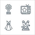 fame line icons. linear set. quality vector line set such as spotlight, dress, quiz