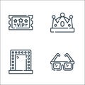 Fame line icons. linear set. quality vector line set such as sunglasses, mirror, crown