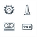 Fame line icons. linear set. quality vector line set such as ticket, money, monument