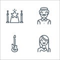 fame line icons. linear set. quality vector line set such as woman, guitar, man