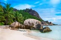 Tropical beach at La Digue island, Seychelles Royalty Free Stock Photo