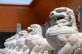 Famen Temple, Shaanxi Province, China: Lion statues at the entrance gate to the new complex at the Famen Temple