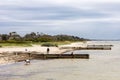Families at the beach at Rosebud Pier during the school holidays Royalty Free Stock Photo