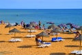 Families enjoying the sun on Albufeira Beach