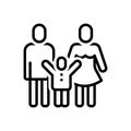 Black line icon for Families, family and father Royalty Free Stock Photo