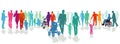 Families illustrated in colorful silhouette Royalty Free Stock Photo