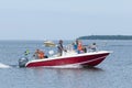 Families in leisureboat Oregrund Sweden