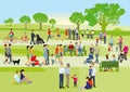 Families in the park illustration Royalty Free Stock Photo