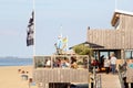 Families people beach restaurant, Renesse, Netherlands