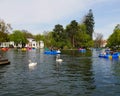 Families spend quality time on pleasure boats Royalty Free Stock Photo