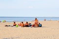 Families teenagers white beach sea, Renesse, Netherlands