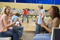 Families on trip to bowling alley Royalty Free Stock Photo