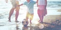 Familiy Leisure Togethernesss Football Soccer Beach Concept Royalty Free Stock Photo